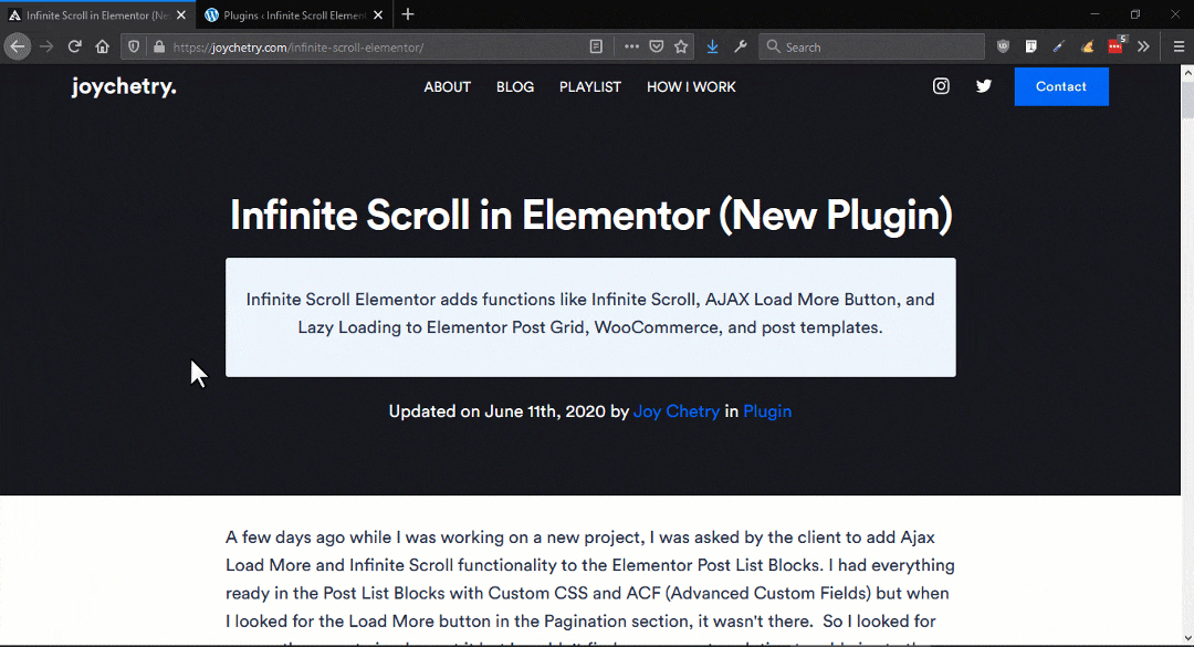 Infinite Scroll in Elementor (New Plugin) 2 Steps to Install Infinite Scroll Elementor - Tutorial by Joy Chetry